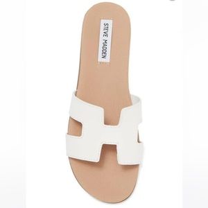 Steve Madden Hoku White Leather Sandals